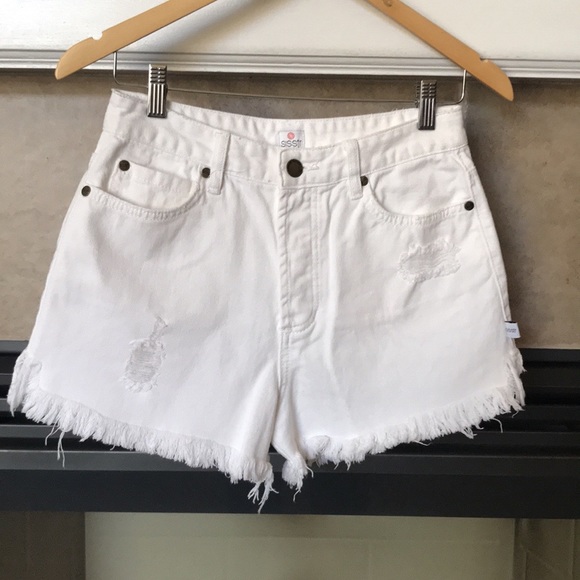Sisstr Revolution White Denim Distressed Shorts - Picture 2 of 16